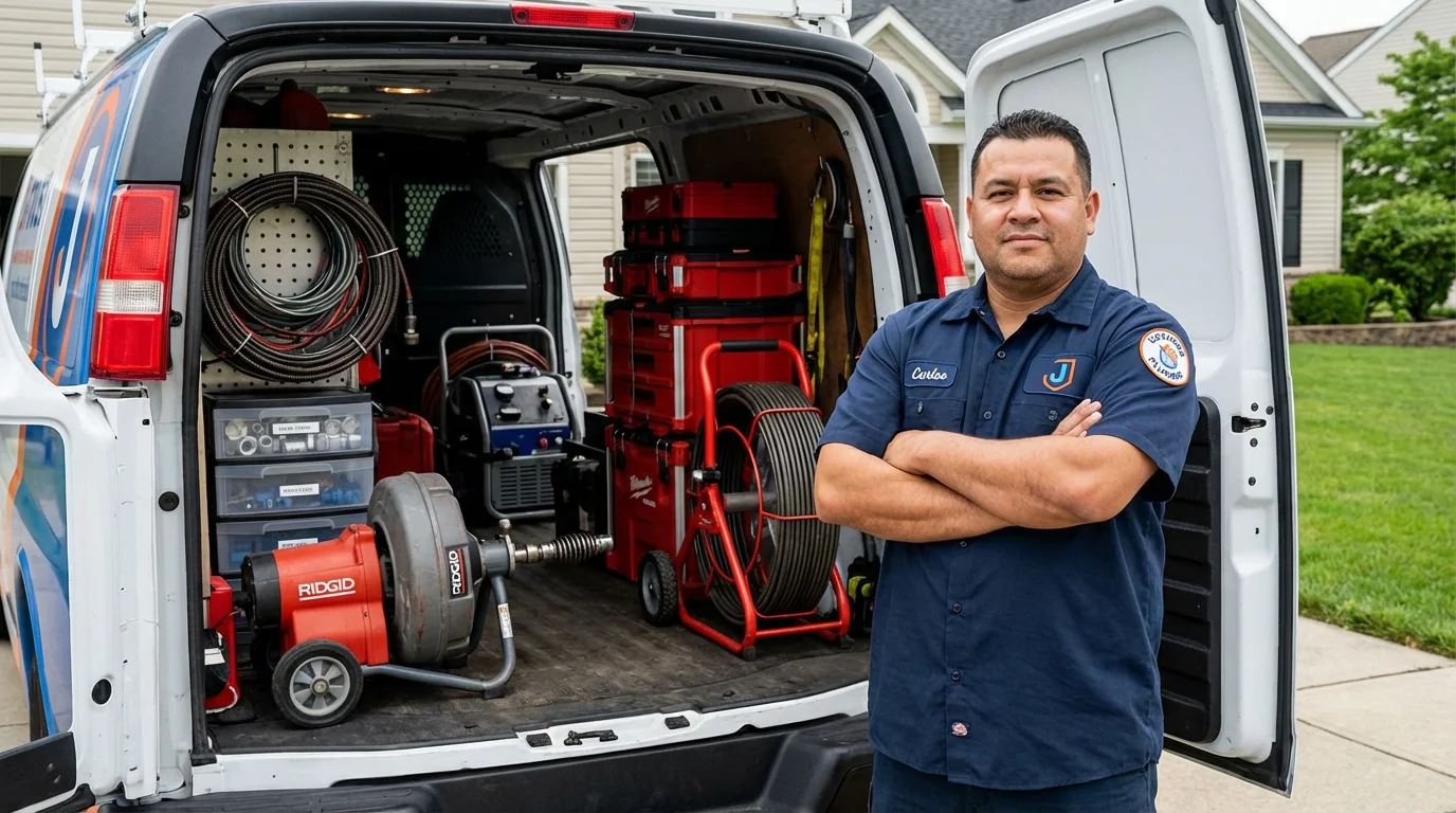 Professional drain cleaning equipment and Johns Plumbing LLC plumber in Portola