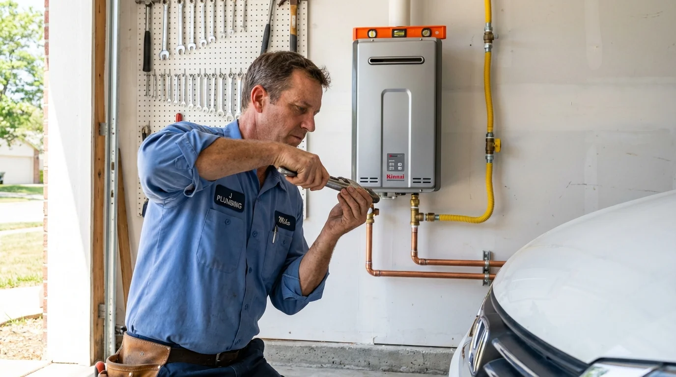 Tankless water heater installation by a Johns Plumbing LLC plumber in Portola